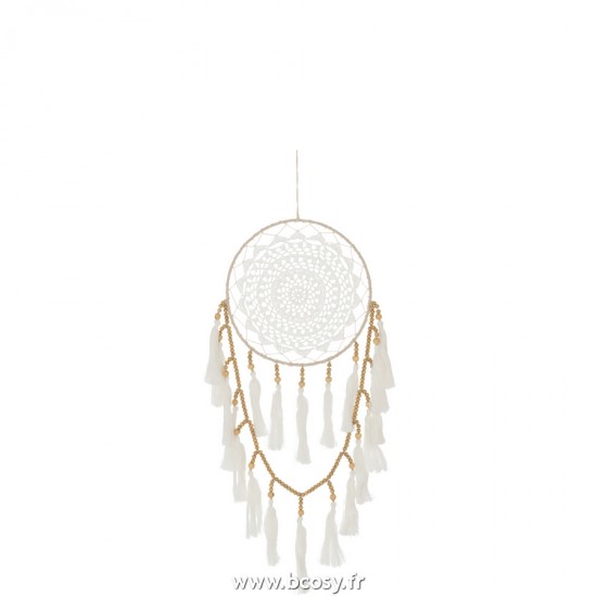 J Line Attrape Rêves Mix Textiles Blanc Naturel Large L78xB30 cm Jline 22433 by Jolipa 22433