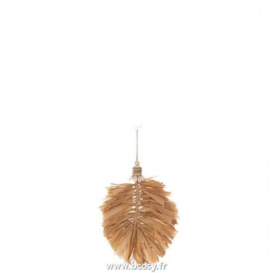 J Line Pendentif Feuilles En Raphia Naturel L42xB22 cm Jline 22449 by Jolipa 22449