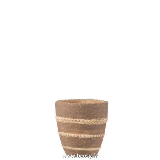 J Line Cache Pot Tresse Terre Cuite Marron Large L18xB18xH19 cm Jline 22692 by Jolipa 22692