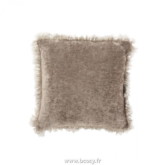 J-Line coussins Jolipa J Line Jline Coussin Franges Polyester Gris
