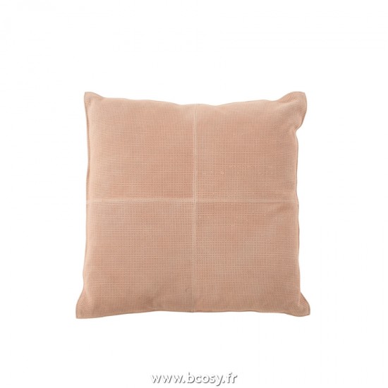 J-Line coussins Jolipa J Line Jline Coussin Croix Carre Cuir Rose