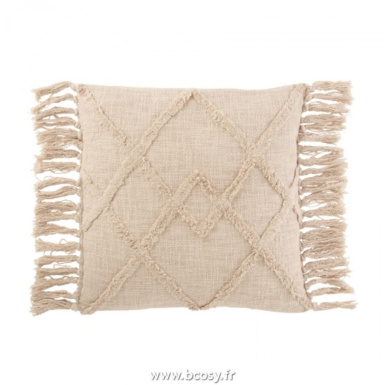 J-Line coussins Jolipa J Line Jline Coussin Carre Losange Coton Polyester Crème