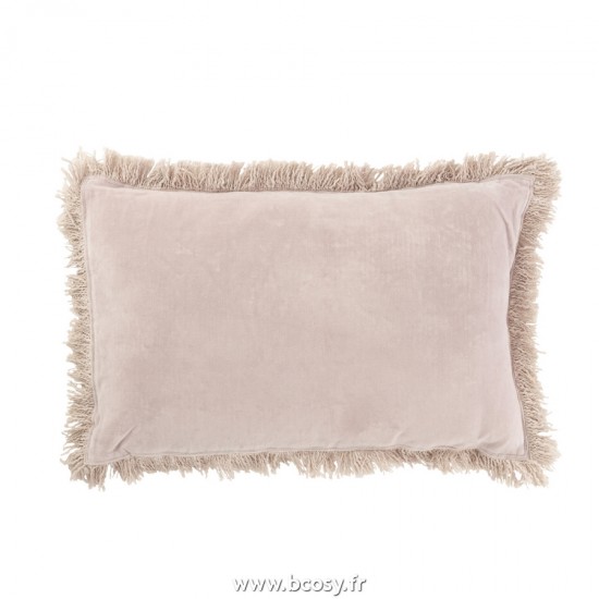 J-Line coussins Jolipa J Line Jline Coussin Frange Coton Velours Gris