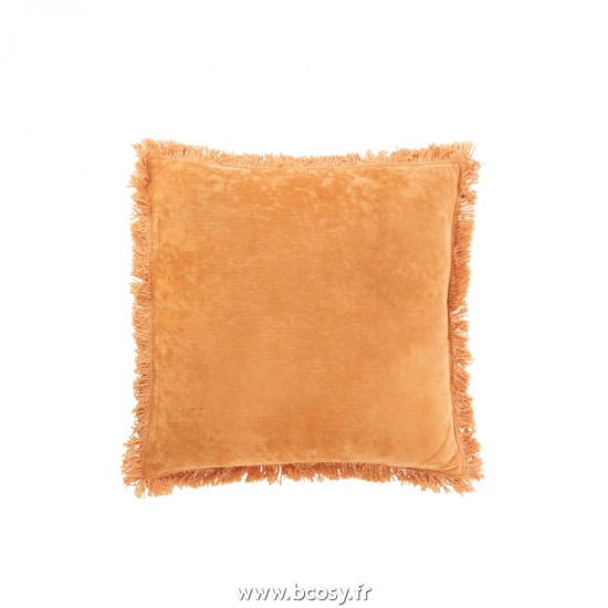 J-Line coussins Jolipa J Line Jline Coussin Frange Coton Velours Orange