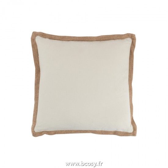 J-Line coussins Jolipa J Line Jline Coussin Bord Tissage Carre Polyester Beige