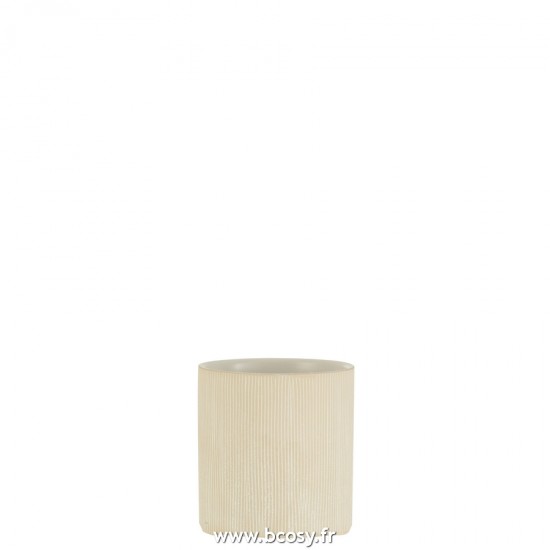 J Line Cache Pot Maria Rond Ceramique Blanc Small L12xB12xH13 cm Jline 22918 by Jolipa 22918