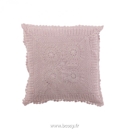 J-Line coussins Jolipa J Line Jline Coussin Carre Dentelles Coton Violet