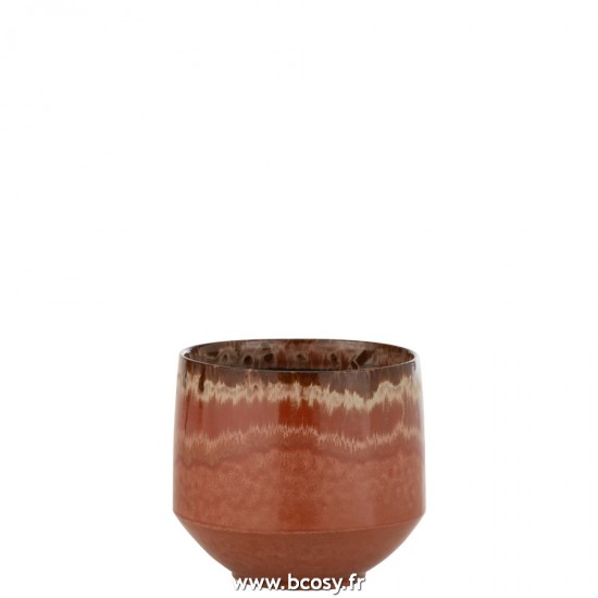 J Line Cache Pot Aline Ceramique Rouge Medium L24xB24xH23 cm Jline 23104 by Jolipa 23104