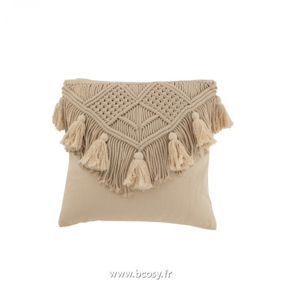 J-Line coussins Jolipa J Line Jline Coussin Cosy Beige Cotton Small