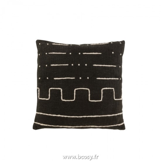 J-Line coussins Jolipa J Line Jline Coussin Dessin Graphique 1 Cotton Noir