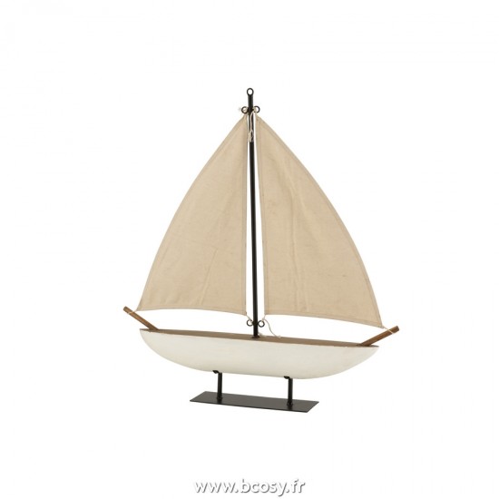 J-Line voiliers bateaux à voiles statuettes Jolipa J Line Jline Bateau A Voiles En Bois Jute Blanc Brun Large