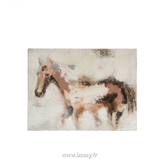 J-Line tableaux peintures Jolipa J Line Jline Tableau Cheval Abstrait Canevas Bois Mix