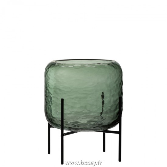 J Line Vase Rond Irregulier Verre Vert Small L18xB18xH16 cm Jline 23304 by Jolipa 23304