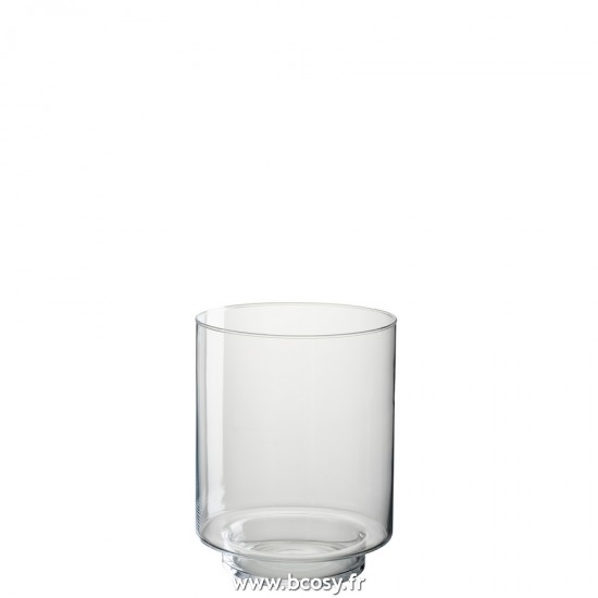 J Line Photophore Laura Verre Transparent Small L18xB18xH22 cm Jline 23345 by Jolipa 23345