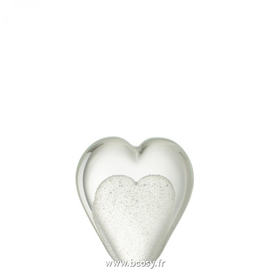 J Line Presse Papier Coeur En Verre Blanc Small L10xB5xH10 cm Jline 23456 by Jolipa 23456