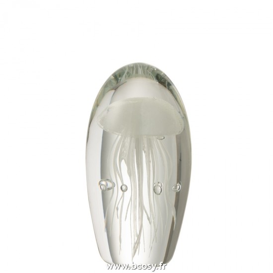 J-Line presse papiers Jolipa J Line Jline Presse Papier Méduse En Verre Blanc Large