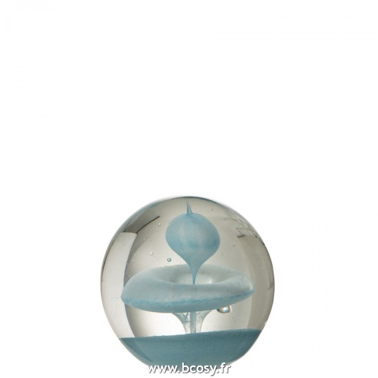 J-Line presse papiers Jolipa J Line Jline Presse Papier Bulle En Verre Bleu Clair Large