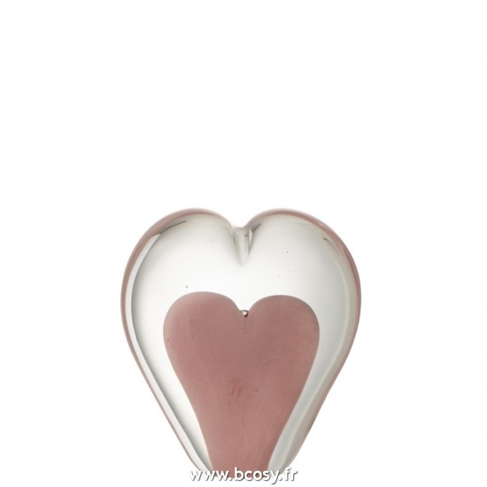 J-Line presse papiers Jolipa J Line Jline Presse Papier Coeur En Verre Rose Large