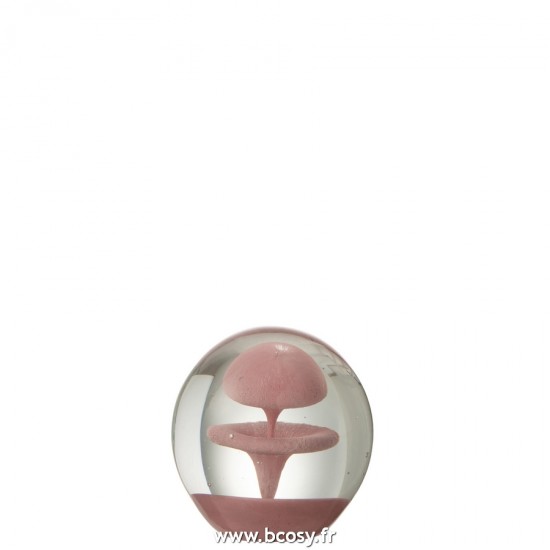 J Line Presse Papier Bulle En Verre Rose Small L8xB8xH8 cm Jline 23478 by Jolipa 23478