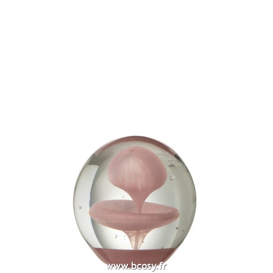 J-Line presse papiers Jolipa J Line Jline Presse Papier Bulle En Verre Rose Large