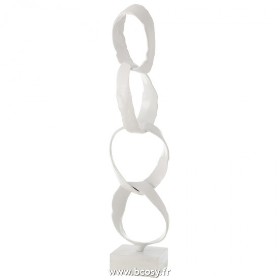 J-Line cercles sur pied statuettes Jolipa J Line Jline Figurine Anneaux Sur Pied Aluminium Blanc Large