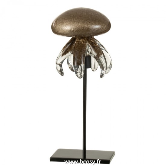 J-Line animal animaux statuettes Jolipa J Line Jline Meduse Sur Pied Verre Marron Large