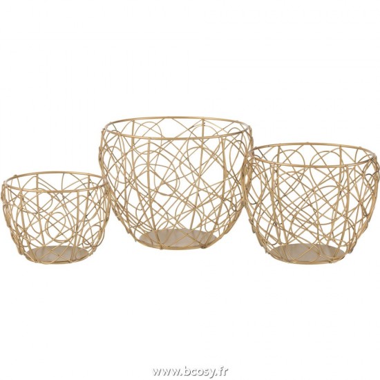 J-Line lanternes photophores Jolipa J Line Jline Set 3 Paniers Metal Or