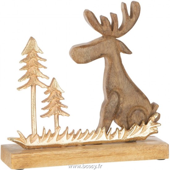 J Line Elan Avec Sapin Bois Aluminium Or Small L20xB3xH22 cm Jline 25785 by Jolipa 25785