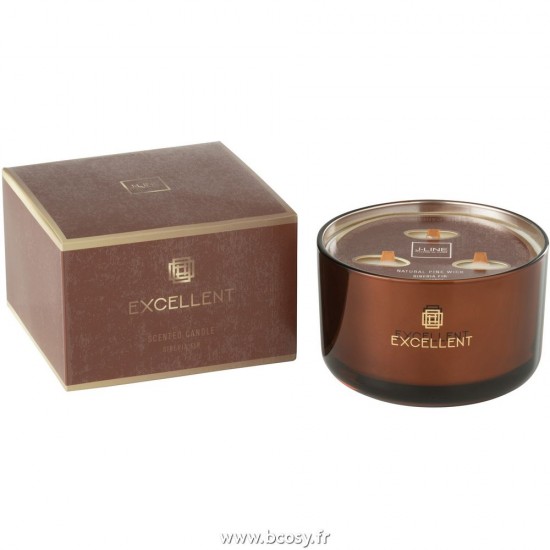 J Line Bougie Parfumee Excellent Siberia Fir Brun Large 40 Heures L14xB14xH9 cm Jline 26443 by Jolipa 26443