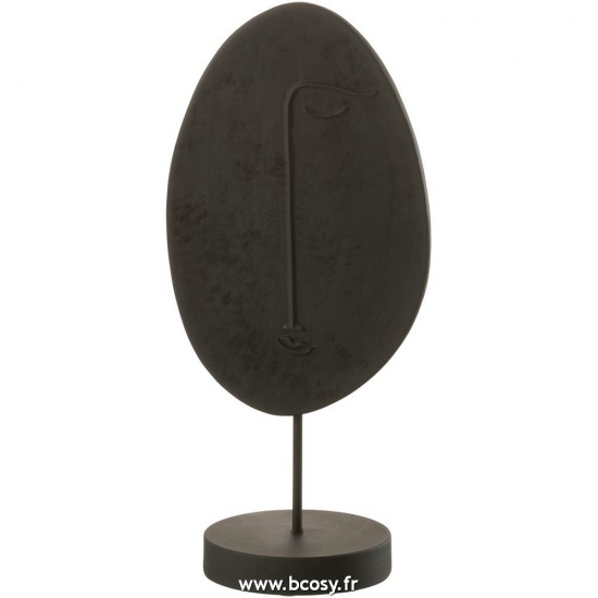 J-Line têtes Jolipa J Line Jline Tête Plate Sur Socle Poly Noir Large