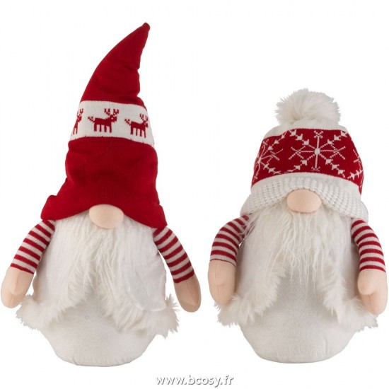 J-Line lutins statuettes Jolipa J Line Jline Nain Textile Rouge Blanc Medium Assortiment De 2