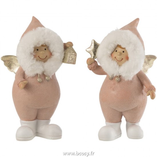 J-Line anges statuettes Jolipa J Line Jline Ange Etoile Et Lanterne Poly Rose Large Assortiment De 2