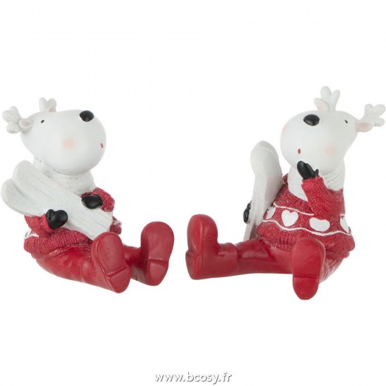 J-Line rennes caribous Jolipa J Line Jline Renne Assis Poly Blanc Rouge Assortiment De 2