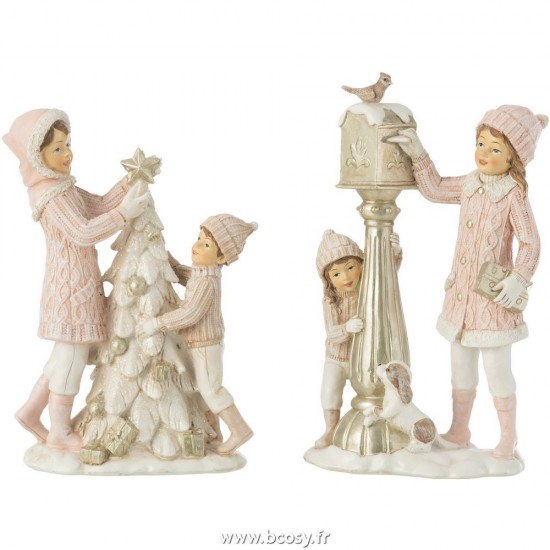 J Line Filles Et Enfants Sapin De Noël Lanterne Blanc Rose L13xB7xH21 cm Jline 26920 by Jolipa 26920 Assortiment de 2 pcs