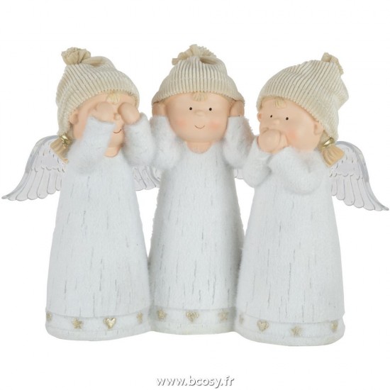 J-Line anges statuettes Jolipa J Line Jline Ange Led Voir Entendre Se Taire Blanc