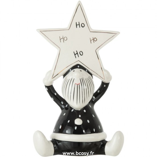 J-Line peres noël Jolipa J Line Jline Pere Noel Assis Etoile Hoho Noir Blanc Large