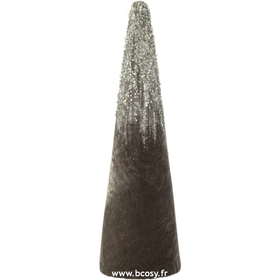 J-Line cones de noel Jolipa J Line Jline Cone Velours Gris Perles Or Large