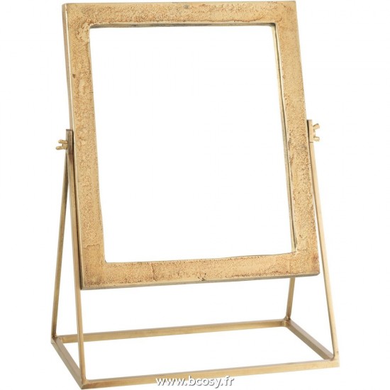 J Line Miroir Carre Sur Pied Metal Or L46xB34xH20 cm Jline 27330 by Jolipa 27330