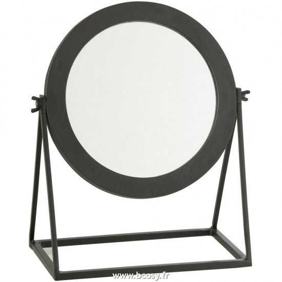 J Line Miroir Rond Sur Pied Metal Noir L34xB29xH15 cm Jline 27345 by Jolipa 27345
