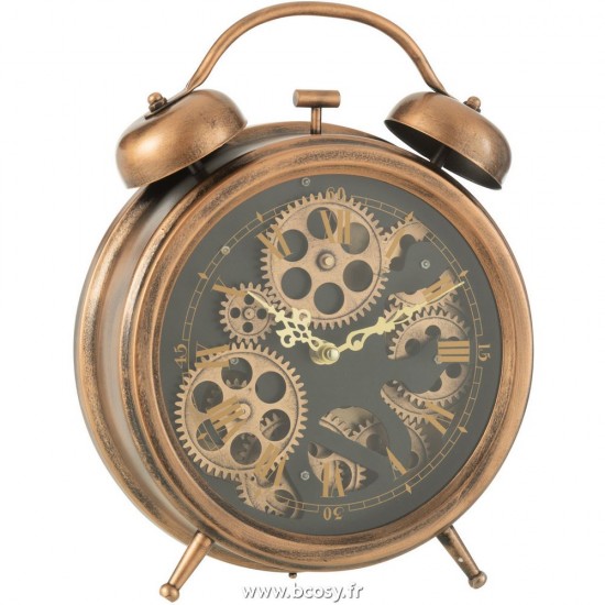 J Line Reveil Chiffres Romains Mecanisme Metal Cuivre Medium L26xB8xH34 cm Jline 27361 by Jolipa 27361