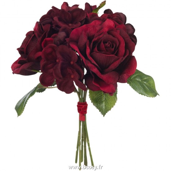 J Line Bouquets Roses Hydrangea Rouge Fonce L15xB15xH25 cm Jline 27562 by Jolipa 27562