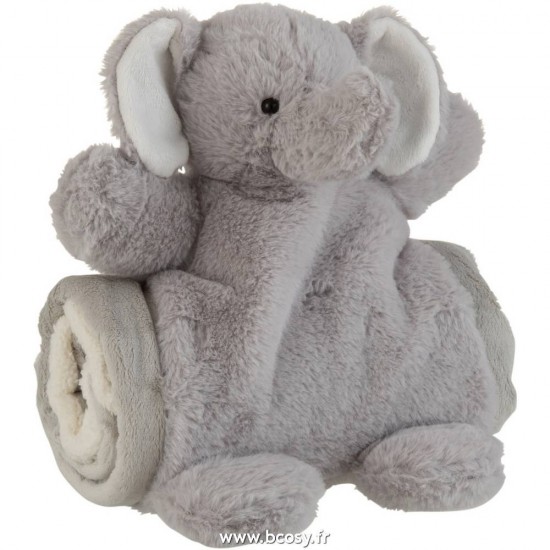 J-Line elephants en peluche peluches Jolipa Jline Elephant Couverture Peluche Gris
