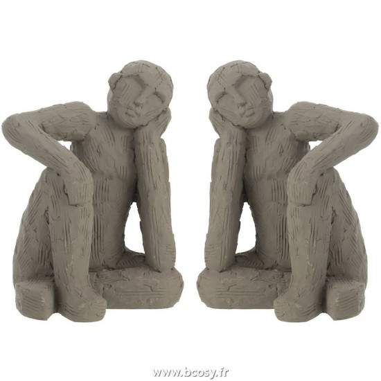 J Line Set 2 Serre Livre Assis Ciment Gris Small L14xB12xH17 cm Jline 27943 by Jolipa 27943