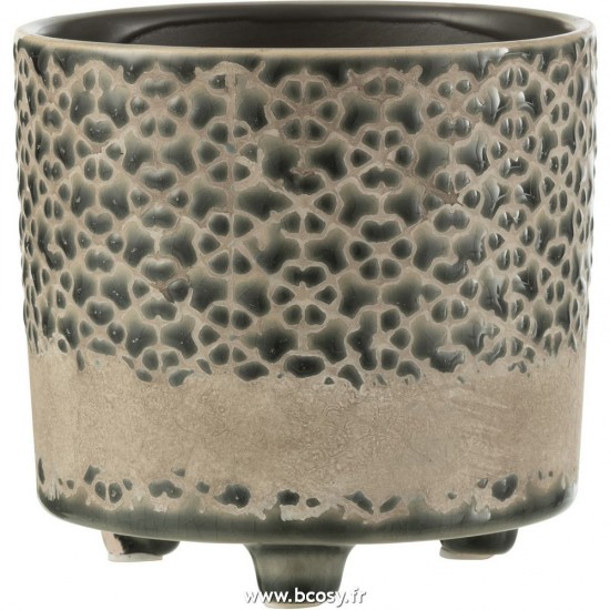 J Line Cachepot Mosaique Ceramique Gris Bleu Small L12xB12xH12 cm Jline 27966 by Jolipa 27966