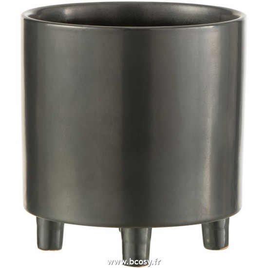 J Line Cachepot Smoke Ceramique Gris Noir Large L21xB21xH22 cm Jline 28017 by Jolipa 28017