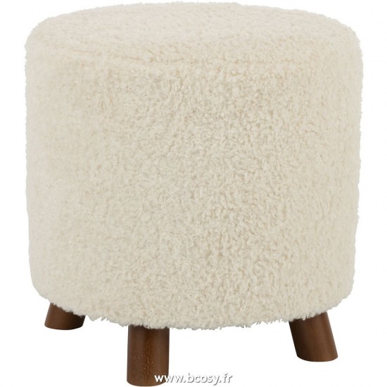 J Line Pouf Mouton Pied Polyester Blanc L40xB40xH40 cm Jline 28051 by Jolipa 28051