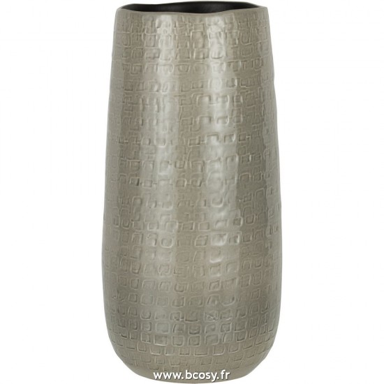 J Line Vase Motifs Ceramique Gris Clair Small L15xB19xH40 cm Jline 28075 by Jolipa 28075