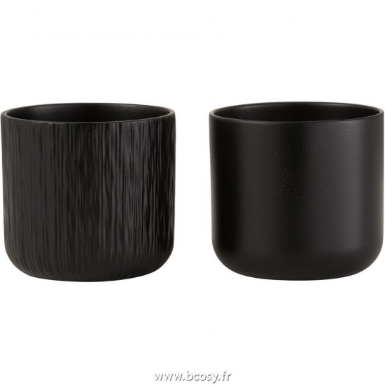 J Line Cachepot Gen Ceramique Noir Small L14xB14xH13 cm Jline 28094 by Jolipa 28094 Assortiment de 2 pcs