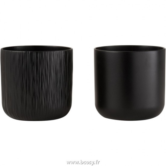 J-Line cachepots de fleur Jolipa J Line Jline Cachepot Gen Ceramique Noir Extra Large Assortiment De 2