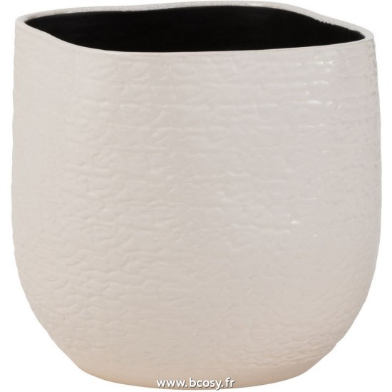 J Line Cache Pot Audrey Ceramique Blanc Large L27xB27xH26 cm Jline 28355 by Jolipa 28355